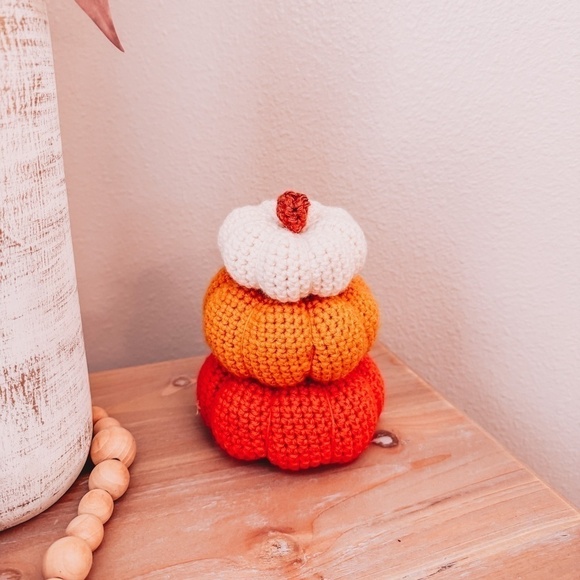 Set of 3 Pumpkins - Handmade Crochet Pumpkins - Fall Home Decor - Picture 6 of 6